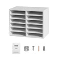 Wood Literature Organizer Adjustable File Sorter 12 Compartments White V952-MZWJZLFPJBH12EW2MV0