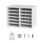 Wood Literature Organizer Adjustable File Sorter 12 Compartments White V952-MZWJZLFPJBH12EW2MV0