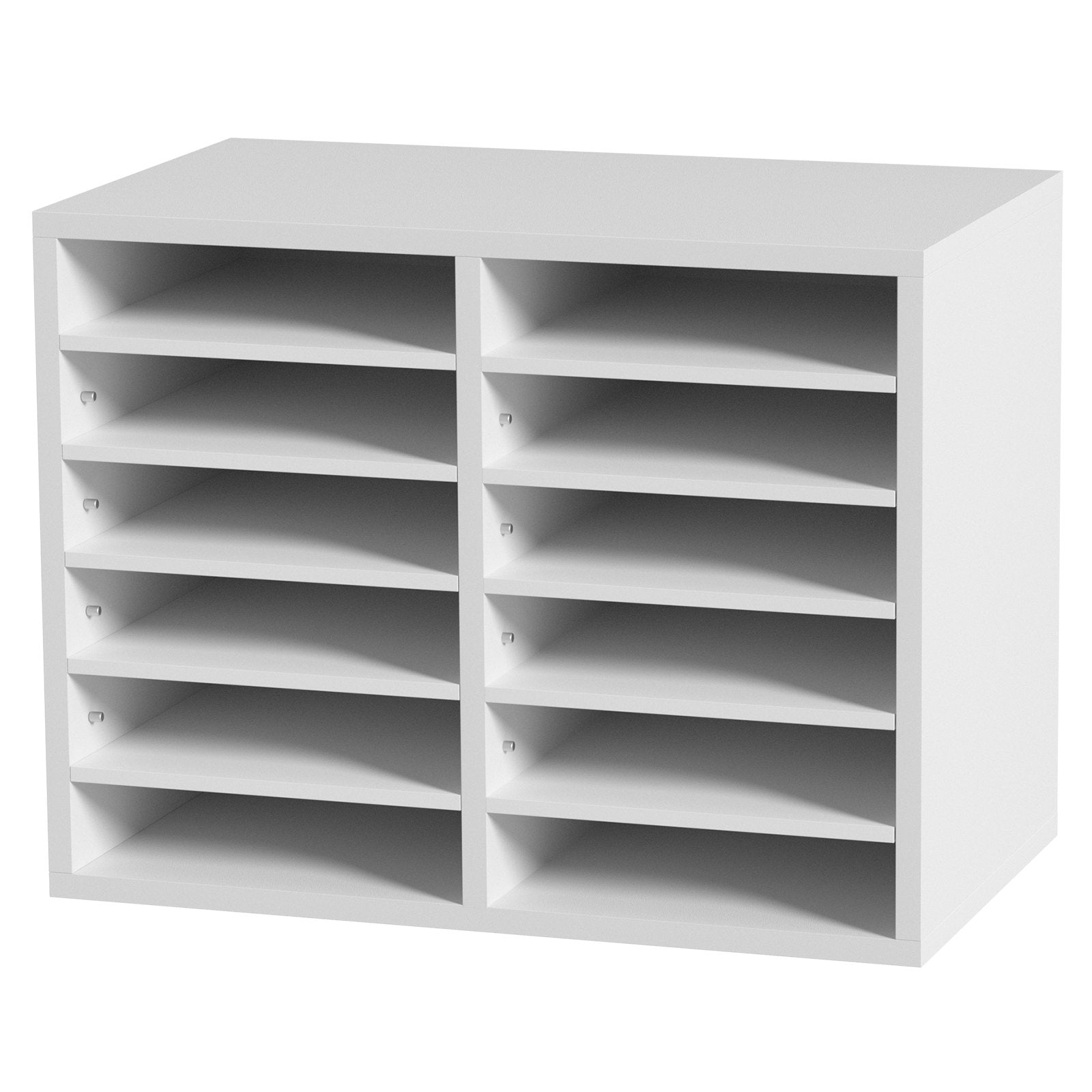 Wood Literature Organizer Adjustable File Sorter 12 Compartments White V952-MZWJZLFPJBH12EW2MV0