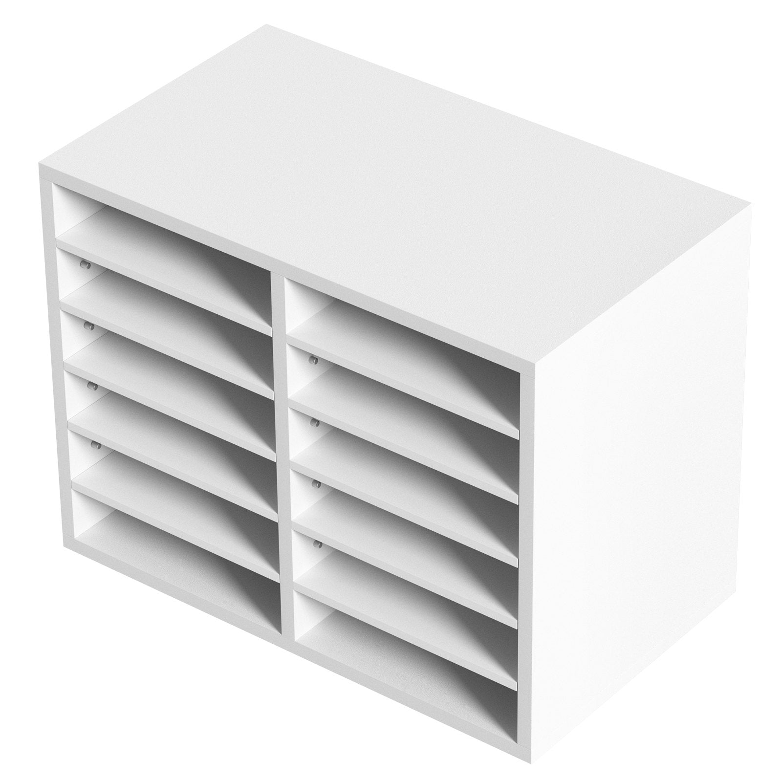 Wood Literature Organizer Adjustable File Sorter 12 Compartments White V952-MZWJZLFPJBH12EW2MV0
