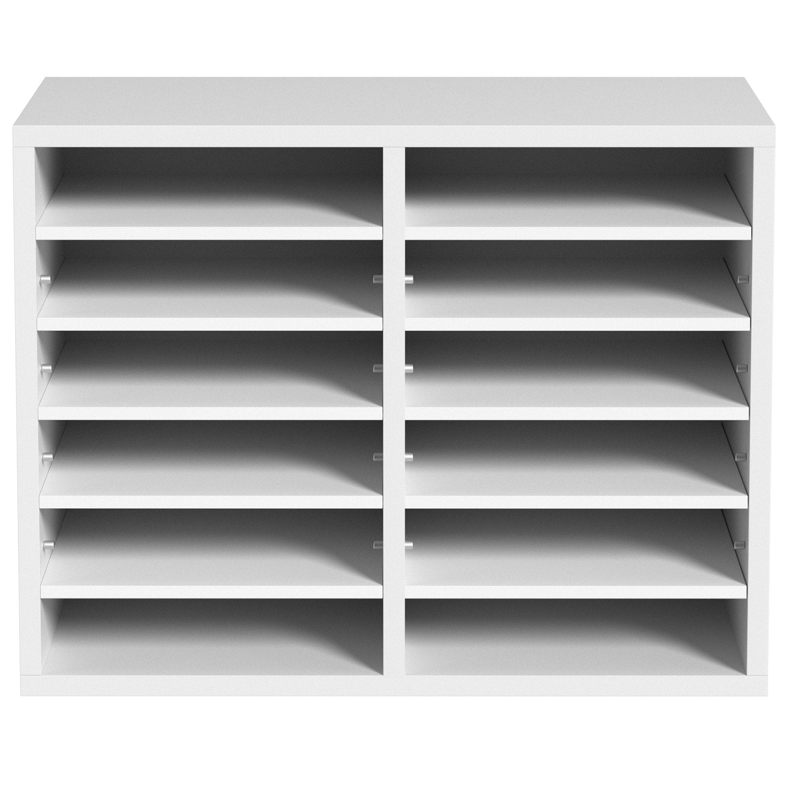 Wood Literature Organizer Adjustable File Sorter 12 Compartments White V952-MZWJZLFPJBH12EW2MV0