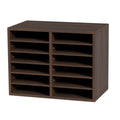 Wood Literature Organizer Adjustable File Sorter 12 Compartments Brown V952-MZWJZLFPJBH12X5B4V0
