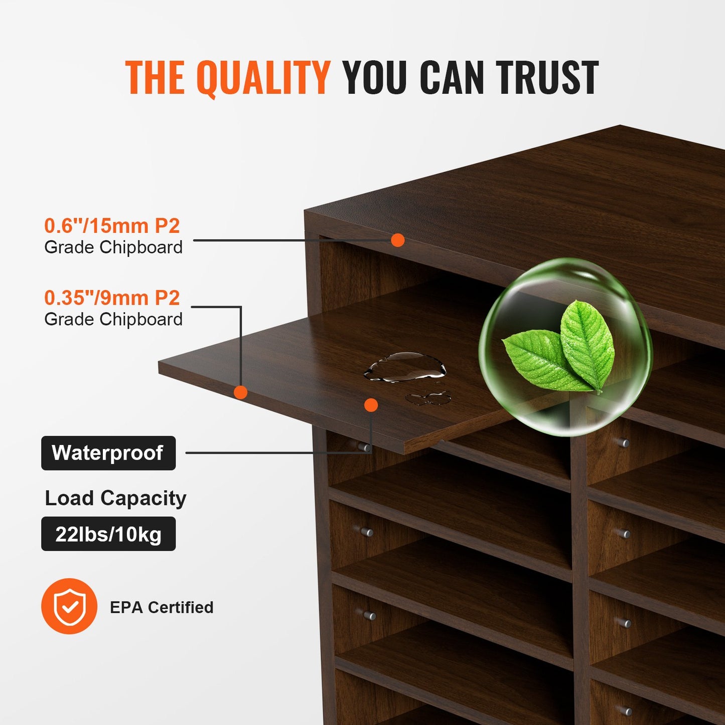 Wood Literature Organizer Adjustable File Sorter 12 Compartments Brown V952-MZWJZLFPJBH12X5B4V0
