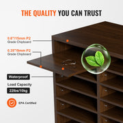 Wood Literature Organizer Adjustable File Sorter 12 Compartments Brown V952-MZWJZLFPJBH12X5B4V0