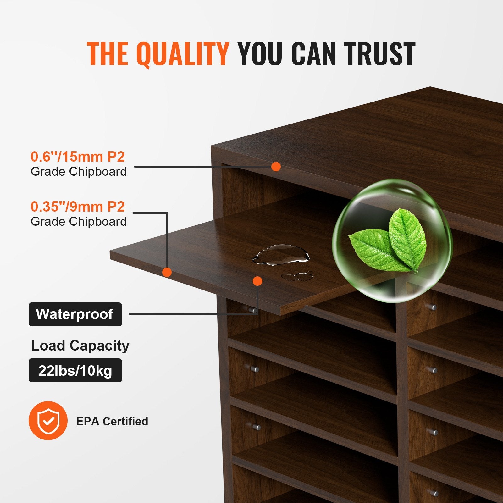Wood Literature Organizer Adjustable File Sorter 12 Compartments Brown V952-MZWJZLFPJBH12X5B4V0