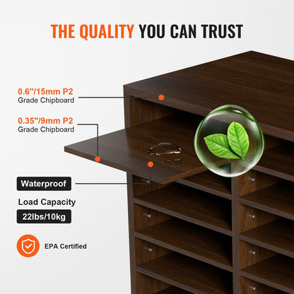 Wood Literature Organizer Adjustable File Sorter 12 Compartments Brown V952-MZWJZLFPJBH12X5B4V0
