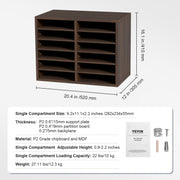 Wood Literature Organizer Adjustable File Sorter 12 Compartments Brown V952-MZWJZLFPJBH12X5B4V0