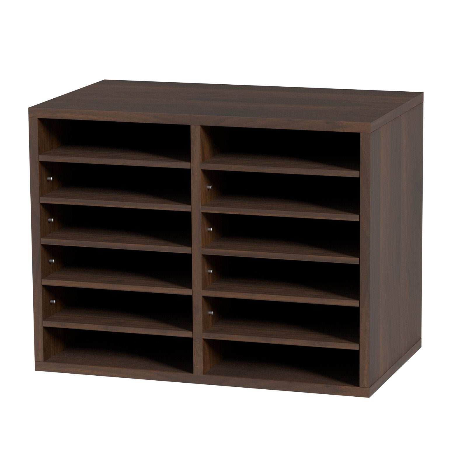 Wood Literature Organizer Adjustable File Sorter 12 Compartments Brown V952-MZWJZLFPJBH12X5B4V0