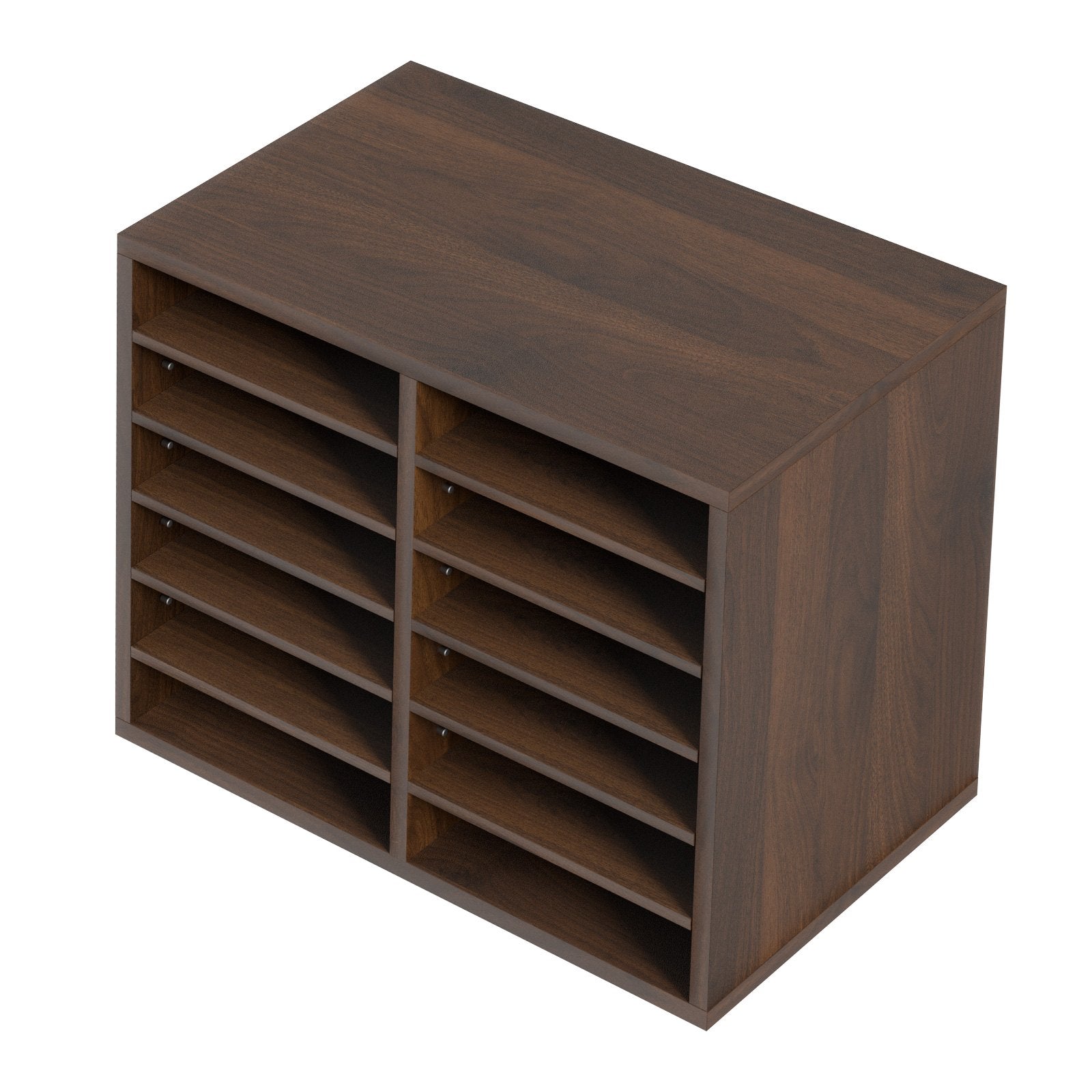 Wood Literature Organizer Adjustable File Sorter 12 Compartments Brown V952-MZWJZLFPJBH12X5B4V0