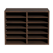Wood Literature Organizer Adjustable File Sorter 12 Compartments Brown V952-MZWJZLFPJBH12X5B4V0
