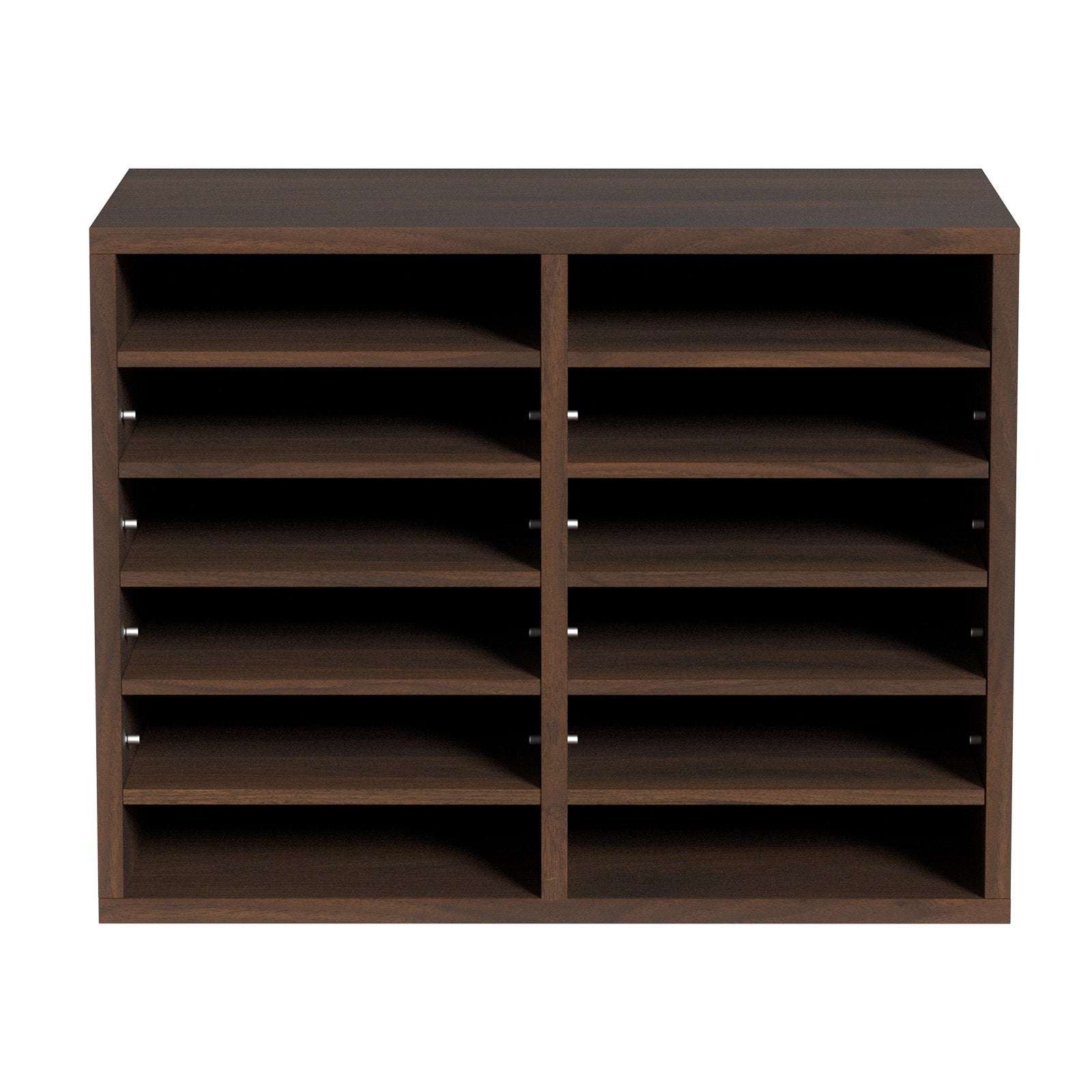 Wood Literature Organizer Adjustable File Sorter 12 Compartments Brown V952-MZWJZLFPJBH12X5B4V0