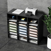 Wood Literature Organizer Adjustable File Sorter 24 Compartments Black V952-MZWJZLFPJBH243C54V0