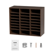 Wood Literature Organizer Adjustable File Sorter 24 Compartments Brown V952-MZWJZLFPJBH24D1RVV0