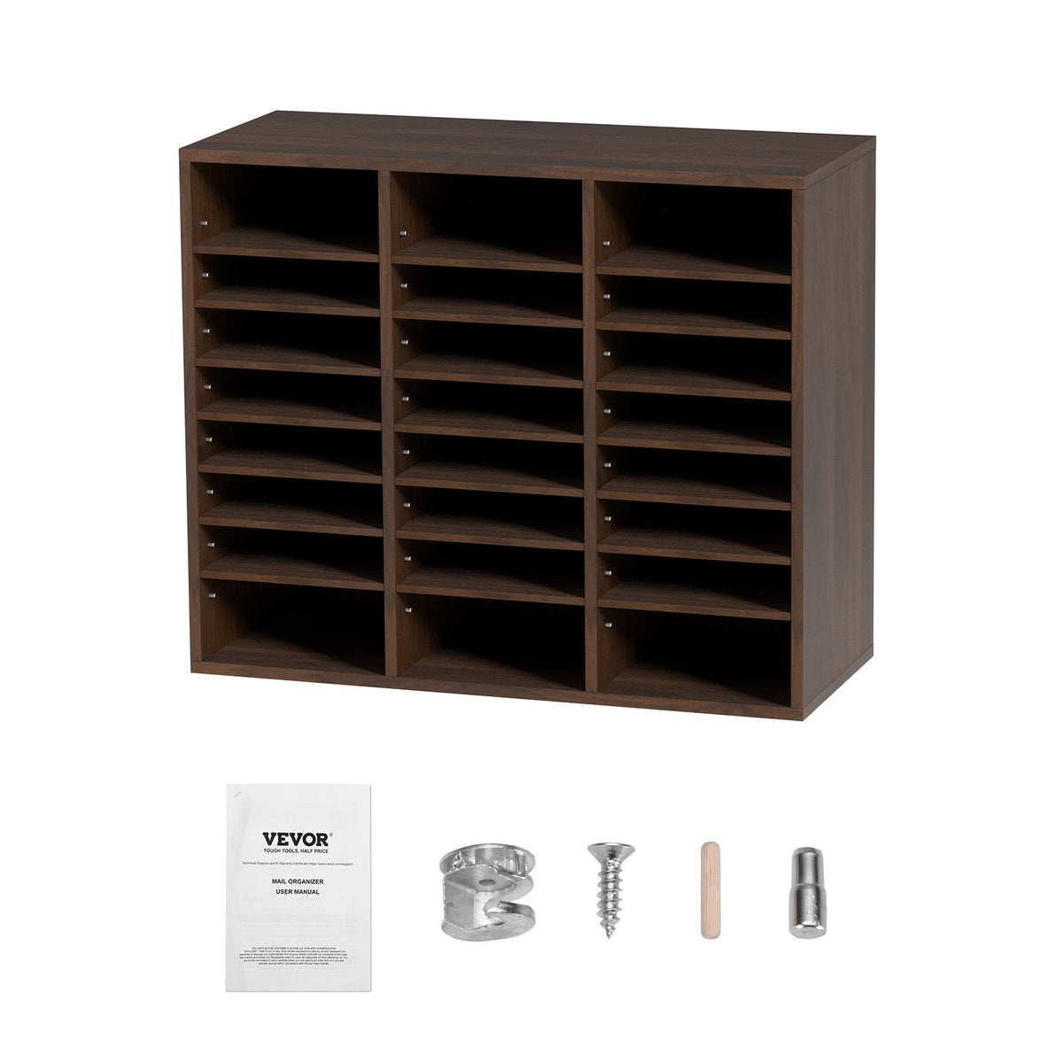 Wood Literature Organizer Adjustable File Sorter 24 Compartments Brown V952-MZWJZLFPJBH24D1RVV0