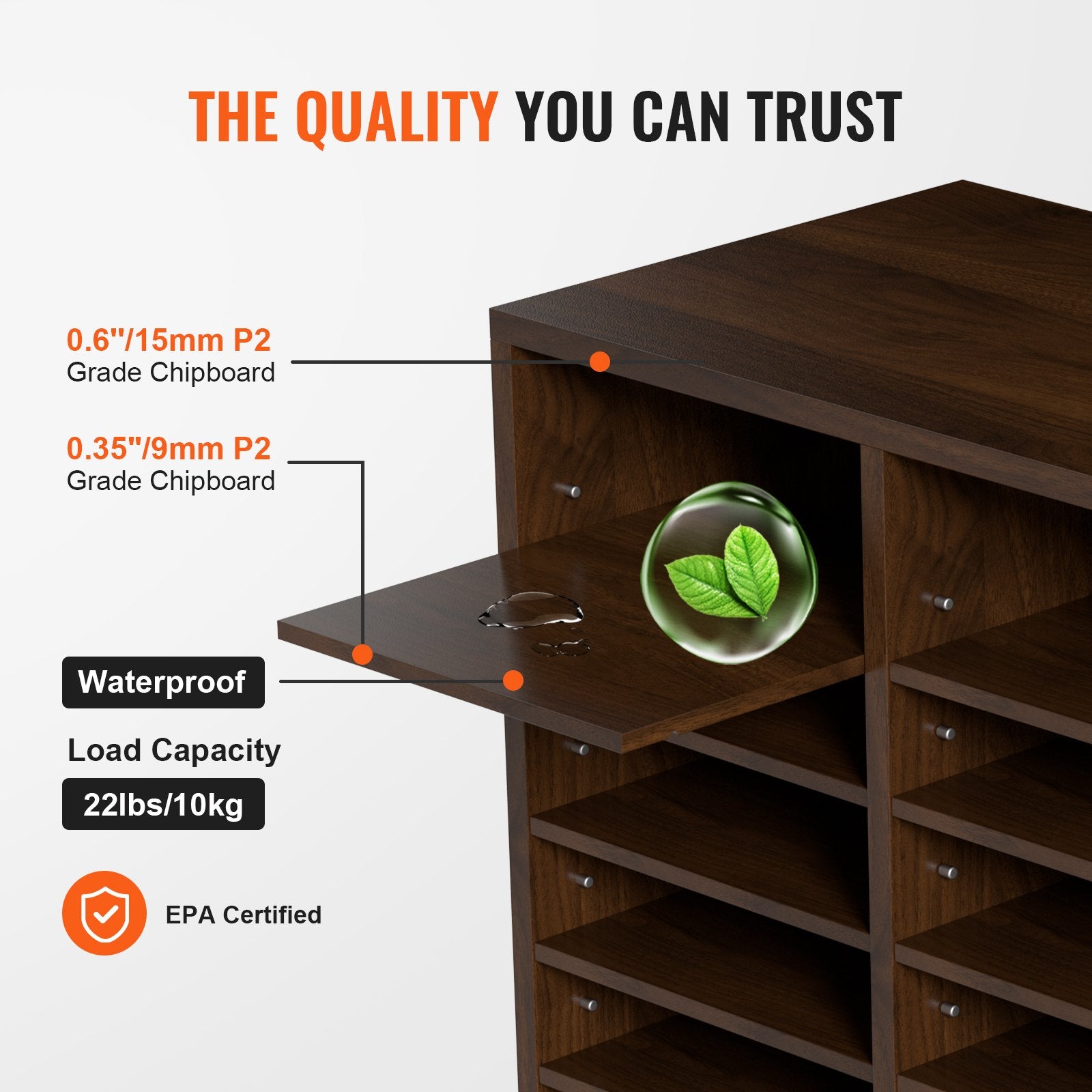 Wood Literature Organizer Adjustable File Sorter 24 Compartments Brown V952-MZWJZLFPJBH24D1RVV0