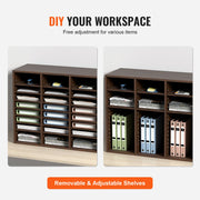 Wood Literature Organizer Adjustable File Sorter 24 Compartments Brown V952-MZWJZLFPJBH24D1RVV0