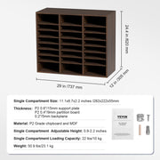 Wood Literature Organizer Adjustable File Sorter 24 Compartments Brown V952-MZWJZLFPJBH24D1RVV0