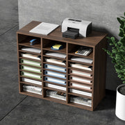 Wood Literature Organizer Adjustable File Sorter 24 Compartments Brown V952-MZWJZLFPJBH24D1RVV0