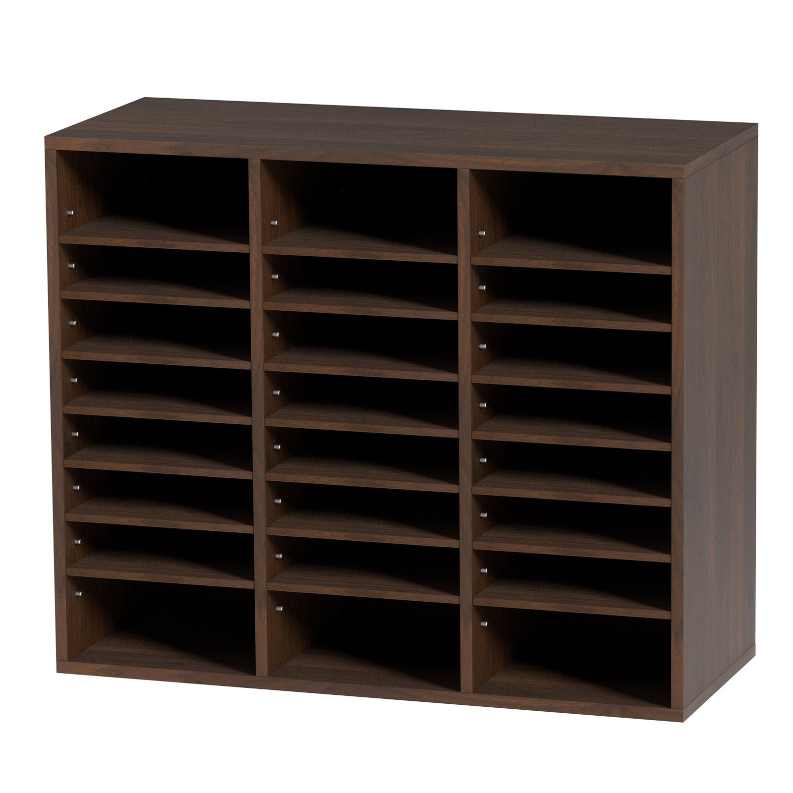 Wood Literature Organizer Adjustable File Sorter 24 Compartments Brown V952-MZWJZLFPJBH24D1RVV0