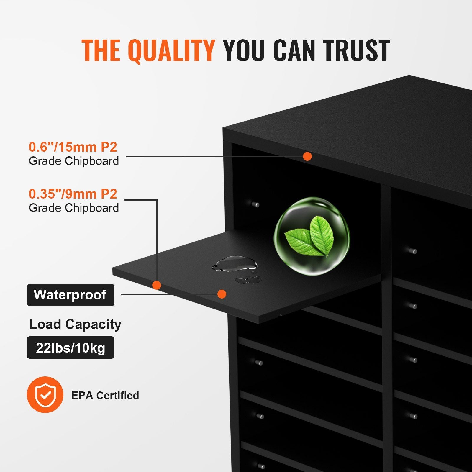 Wood Literature Organizer, 36 Compartments, File Sorter with Removable Shelves, Mailboxes Slot for Office V952-MZWJZLFPJBH363KG5V0
