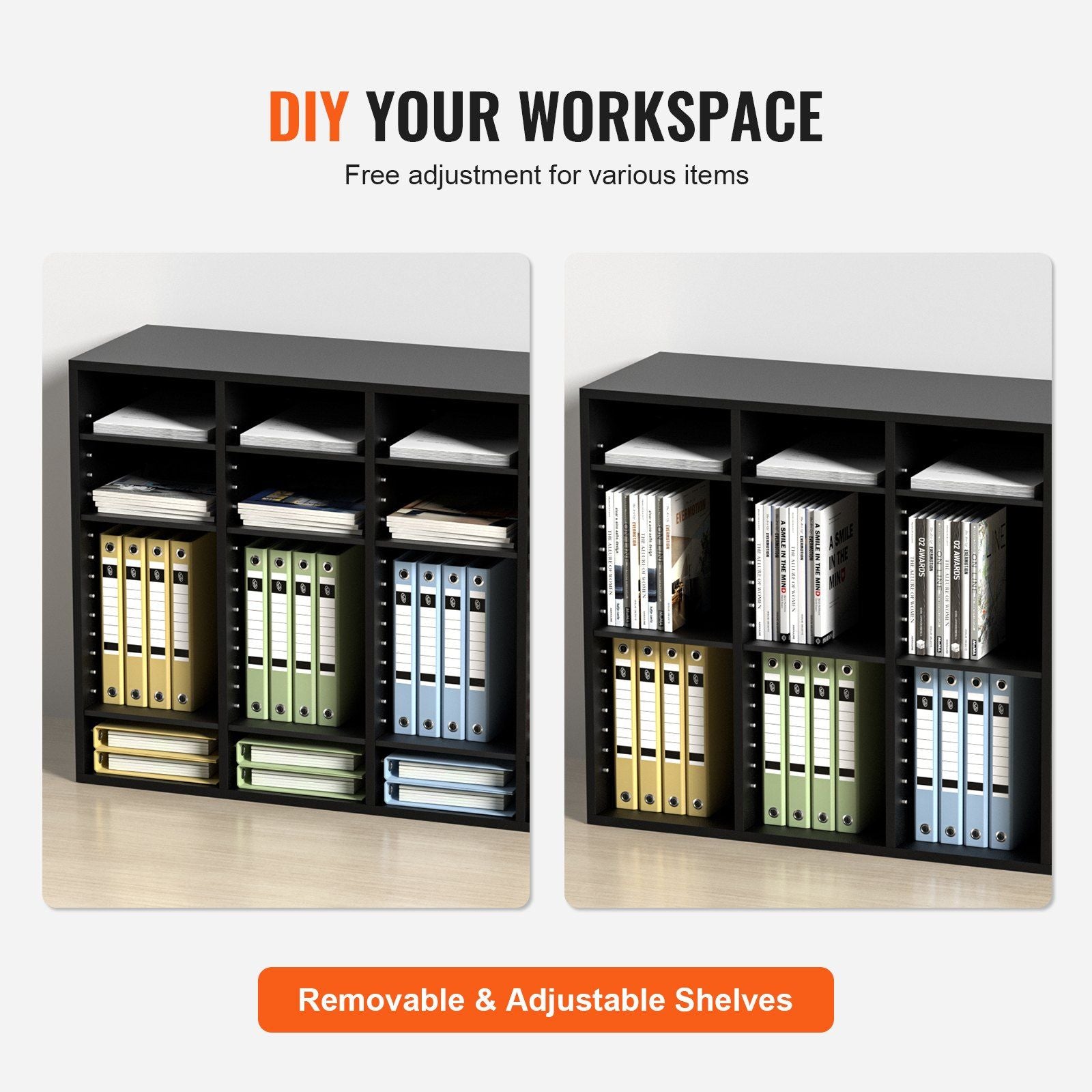 Wood Literature Organizer, 36 Compartments, File Sorter with Removable Shelves, Mailboxes Slot for Office V952-MZWJZLFPJBH363KG5V0