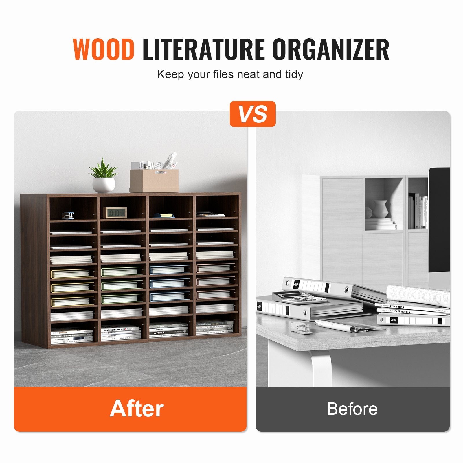 Literature Organizers, 36 Compartments Office Mailbox with Adjustable Shelves, Wood Literature Sorter V952-MZWJZLFPJBH36S6H5V0