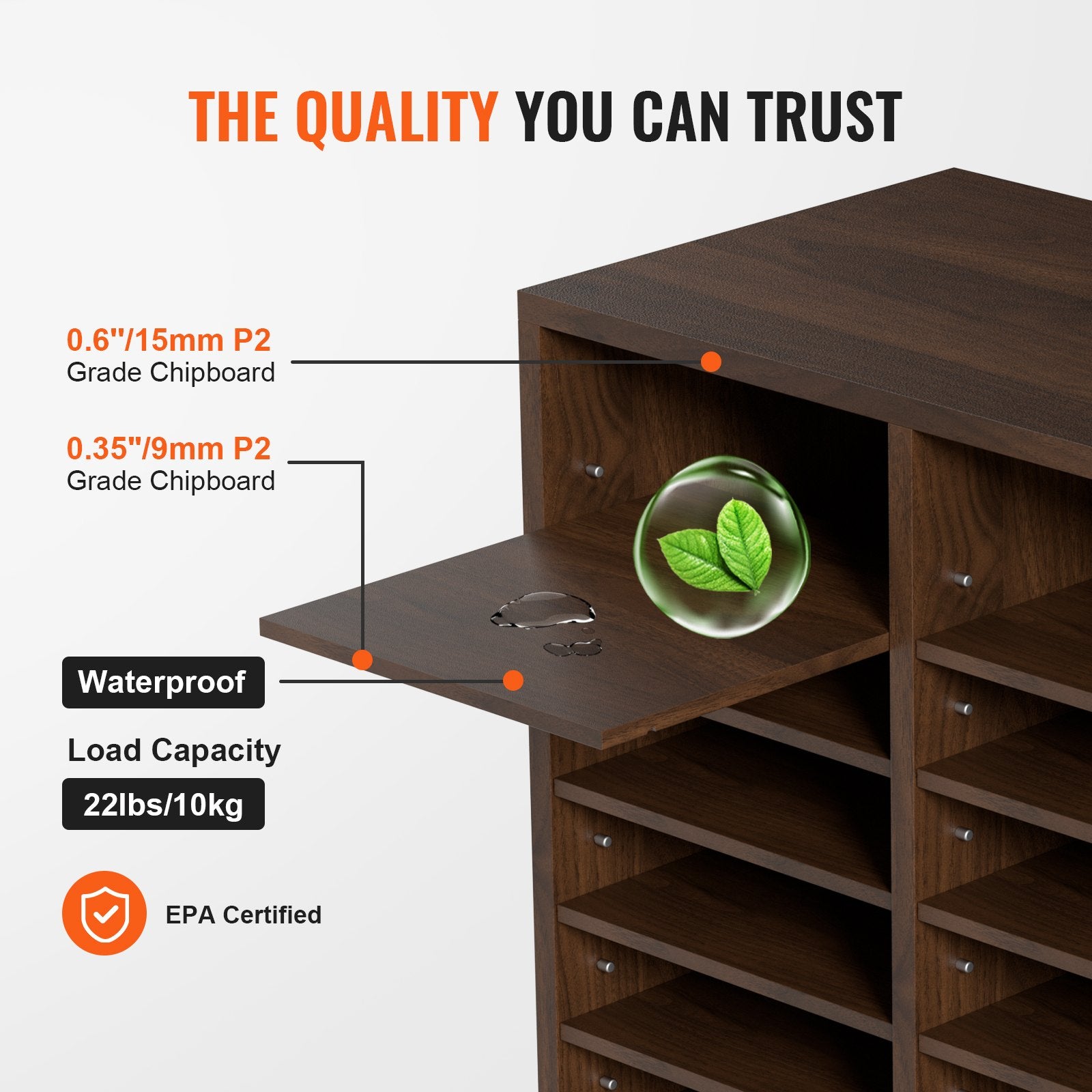 Literature Organizers, 36 Compartments Office Mailbox with Adjustable Shelves, Wood Literature Sorter V952-MZWJZLFPJBH36S6H5V0