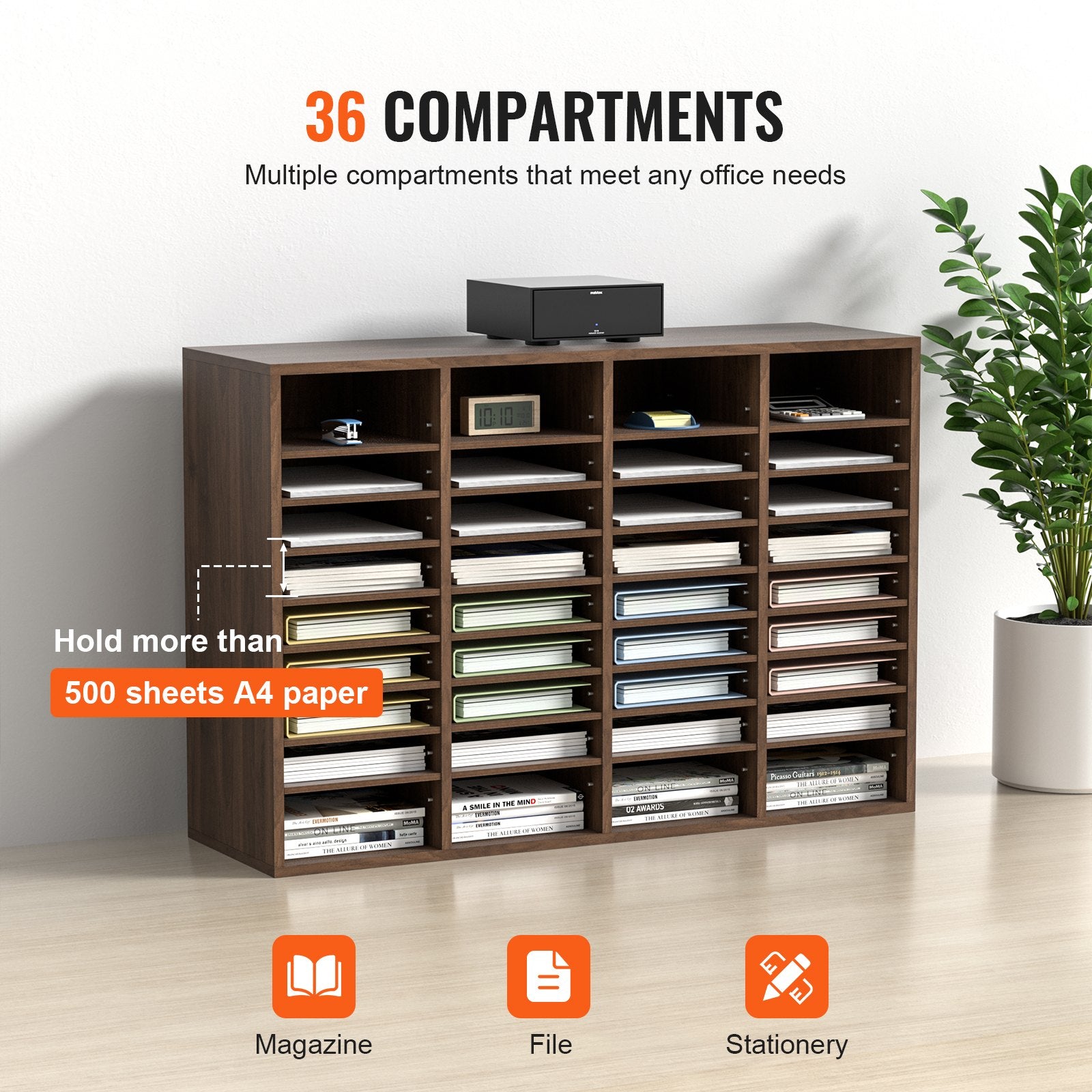 Literature Organizers, 36 Compartments Office Mailbox with Adjustable Shelves, Wood Literature Sorter V952-MZWJZLFPJBH36S6H5V0
