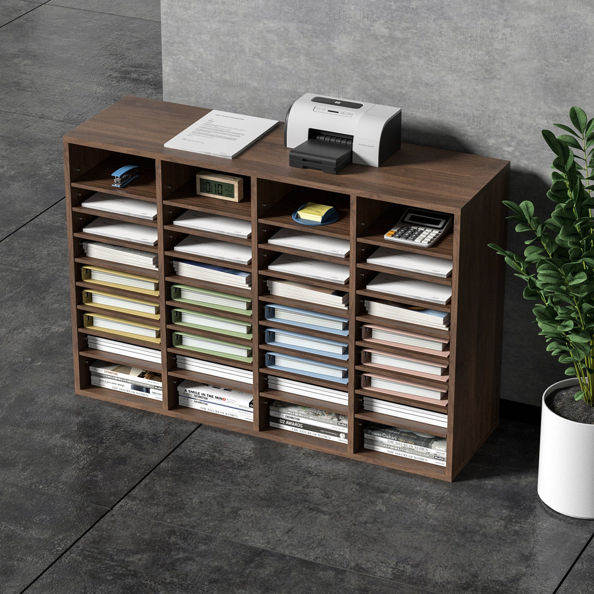 Literature Organizers, 36 Compartments Office Mailbox with Adjustable Shelves, Wood Literature Sorter V952-MZWJZLFPJBH36S6H5V0