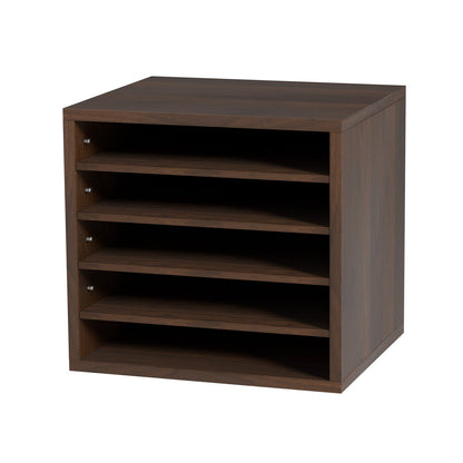Wood Literature Organizer Adjustable File Sorter 5 Compartments Brown V952-MZWJZLFPJBHB5IQZ7V0