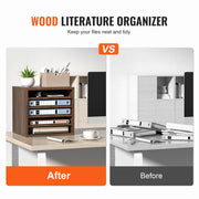 Wood Literature Organizer Adjustable File Sorter 5 Compartments Brown V952-MZWJZLFPJBHB5IQZ7V0