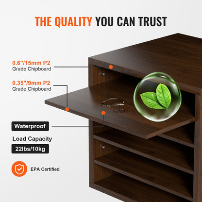 Wood Literature Organizer Adjustable File Sorter 5 Compartments Brown V952-MZWJZLFPJBHB5IQZ7V0