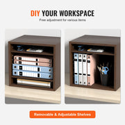 Wood Literature Organizer Adjustable File Sorter 5 Compartments Brown V952-MZWJZLFPJBHB5IQZ7V0