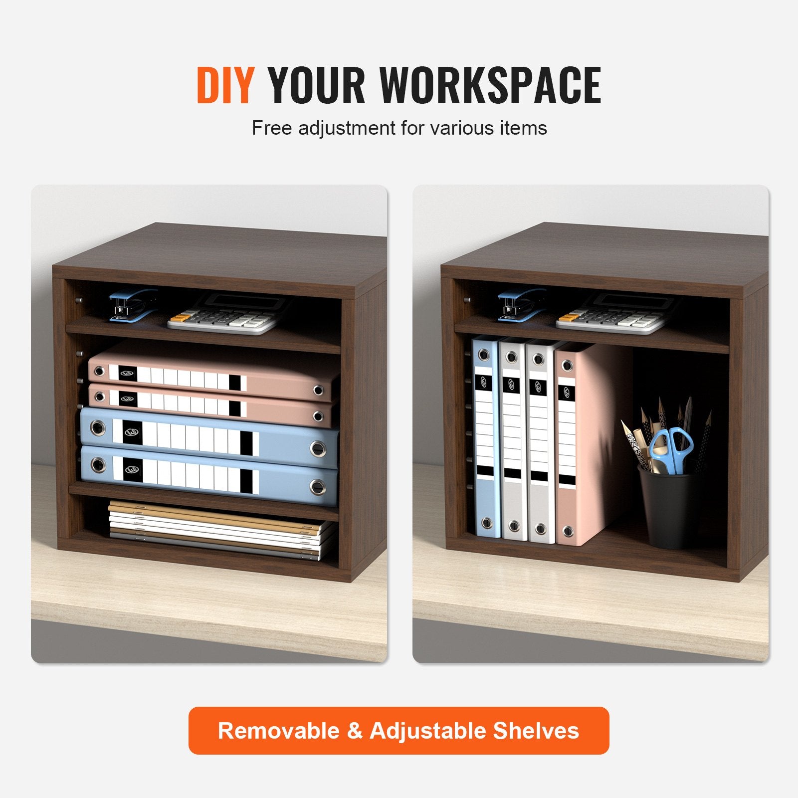 Wood Literature Organizer Adjustable File Sorter 5 Compartments Brown V952-MZWJZLFPJBHB5IQZ7V0
