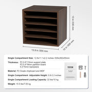 Wood Literature Organizer Adjustable File Sorter 5 Compartments Brown V952-MZWJZLFPJBHB5IQZ7V0