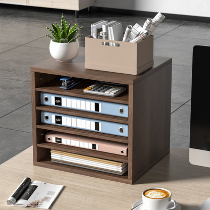 Wood Literature Organizer Adjustable File Sorter 5 Compartments Brown V952-MZWJZLFPJBHB5IQZ7V0