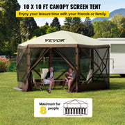 Pop-up Camping Gazebo Camping Canopy Shelter 6 Sided 10' x 10' Sun Shade V952-MZY610FT10FT67P5KV0