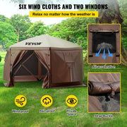 Pop-up Camping Gazebo Camping Canopy Shelter 6 Sided 10' x 10' Sun Shade V952-MZY610FT10FT67P5KV0