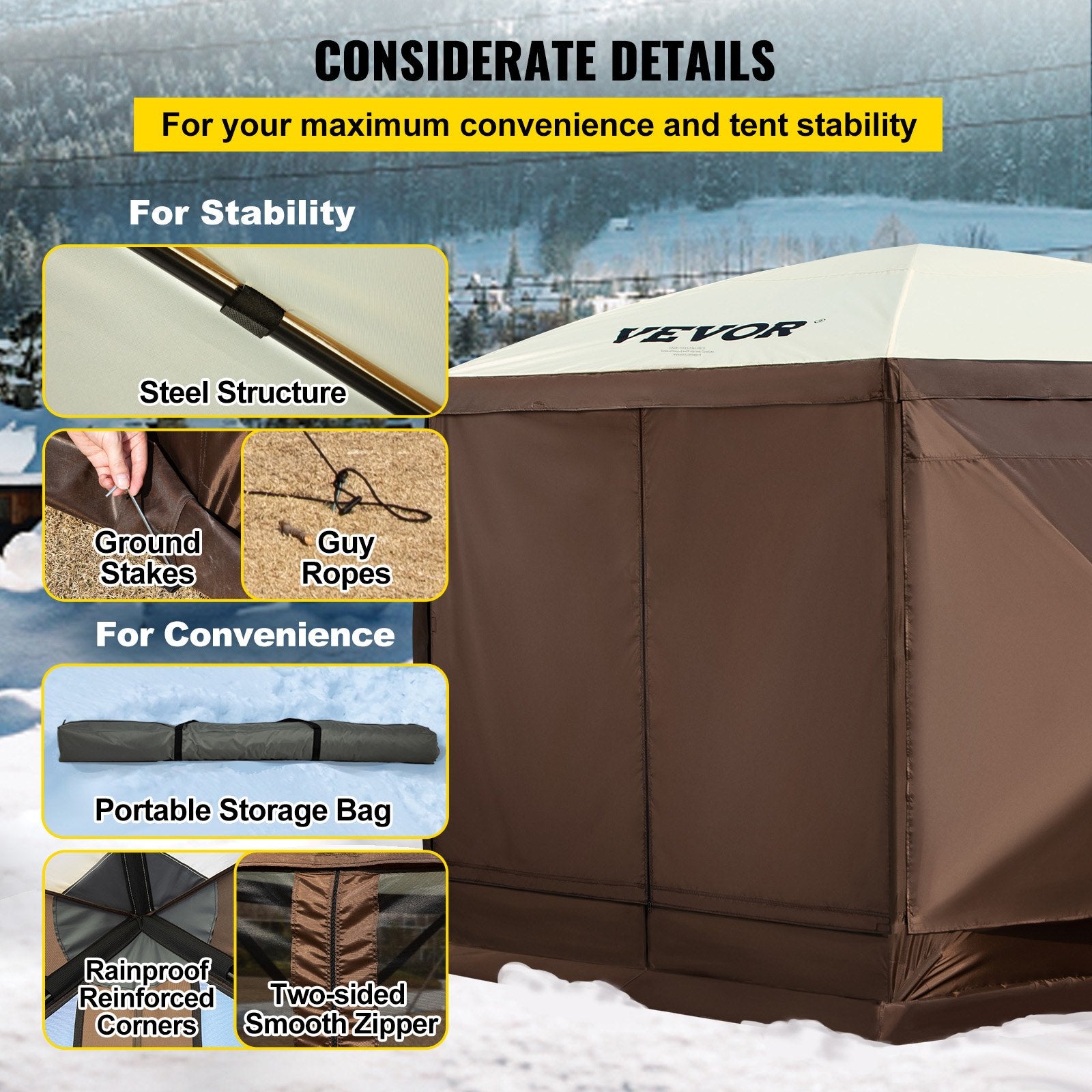 Pop-up Camping Gazebo Camping Canopy Shelter 6 Sided 10' x 10' Sun Shade V952-MZY610FT10FT67P5KV0
