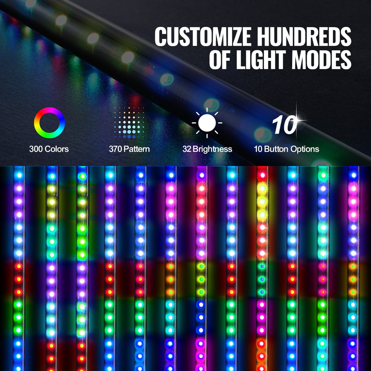 2 PCS 3 FT Whip Light, APP & RF Remote Control Led Whip Light, Waterproof RGB Chasing Lighted Whips with 4 V952-NBKJPPTDZ3YC08D12V9