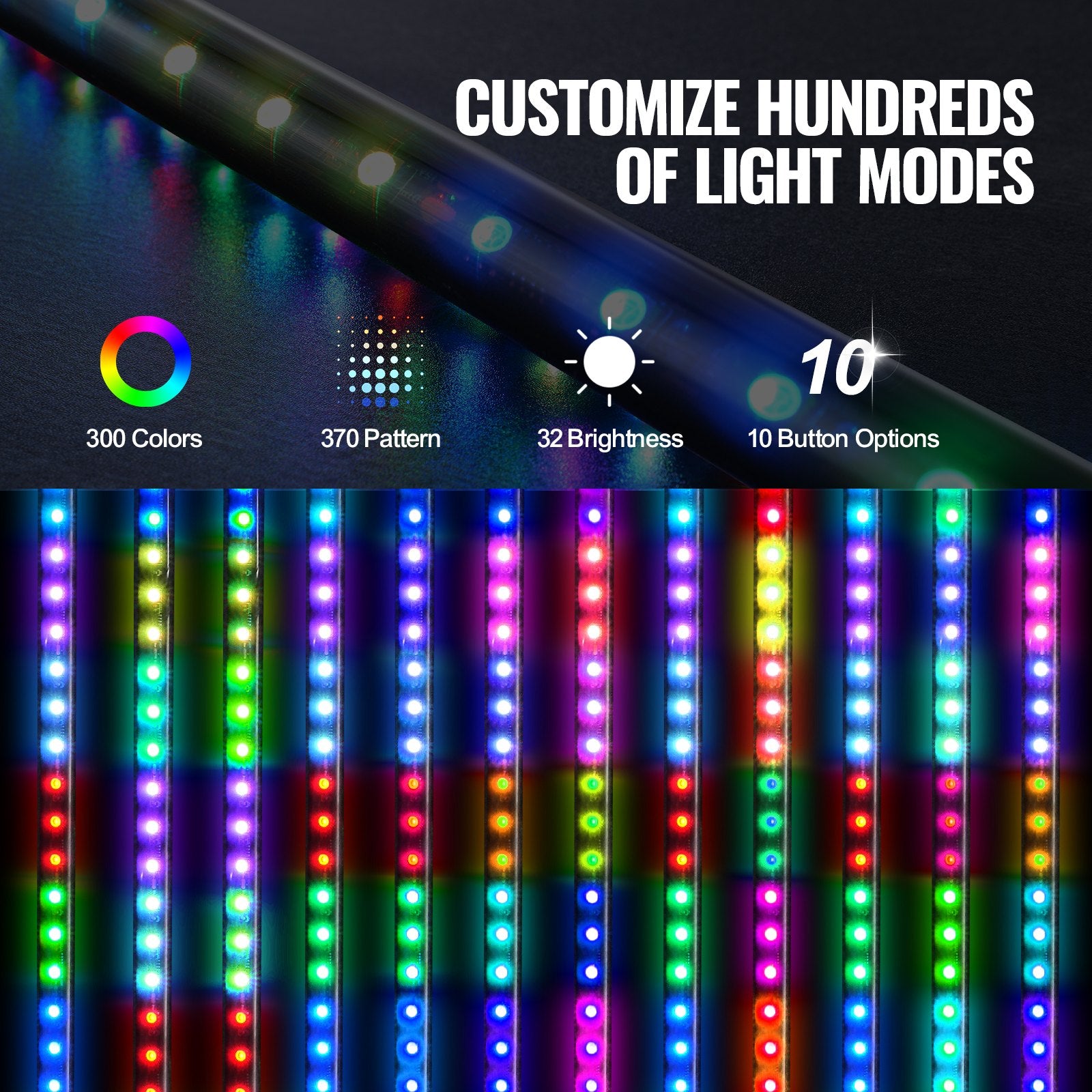 2 PCS 3 FT Whip Light, APP & RF Remote Control Led Whip Light, Waterproof RGB Chasing Lighted Whips with 4 V952-NBKJPPTDZ3YC08D12V9