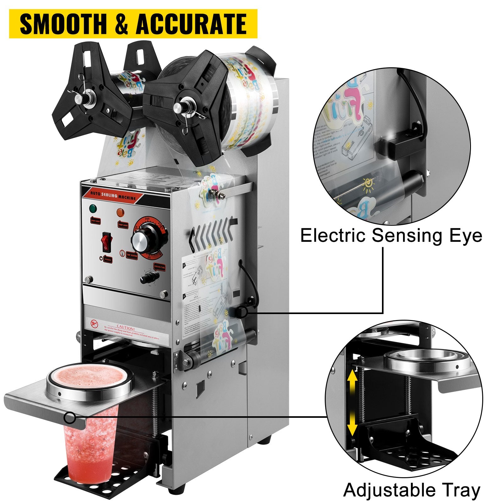 Semi-automatic Cup Sealing Machine Cup Sealer Silver 300-500 Cups/Hour V952-NFKWY-680220VX97FV3