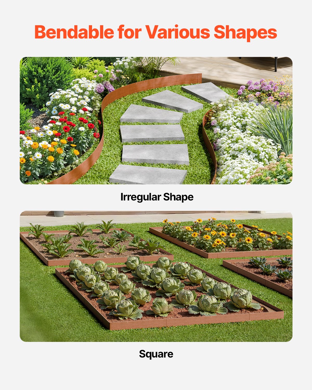 Steel Landscape Edging, 10 Packs 40 x 4.5 in Weather-Resistant & Pre-Rust Metal Landscape Edging, Bendable V952-NHGJSPZ40INC64GX7V0