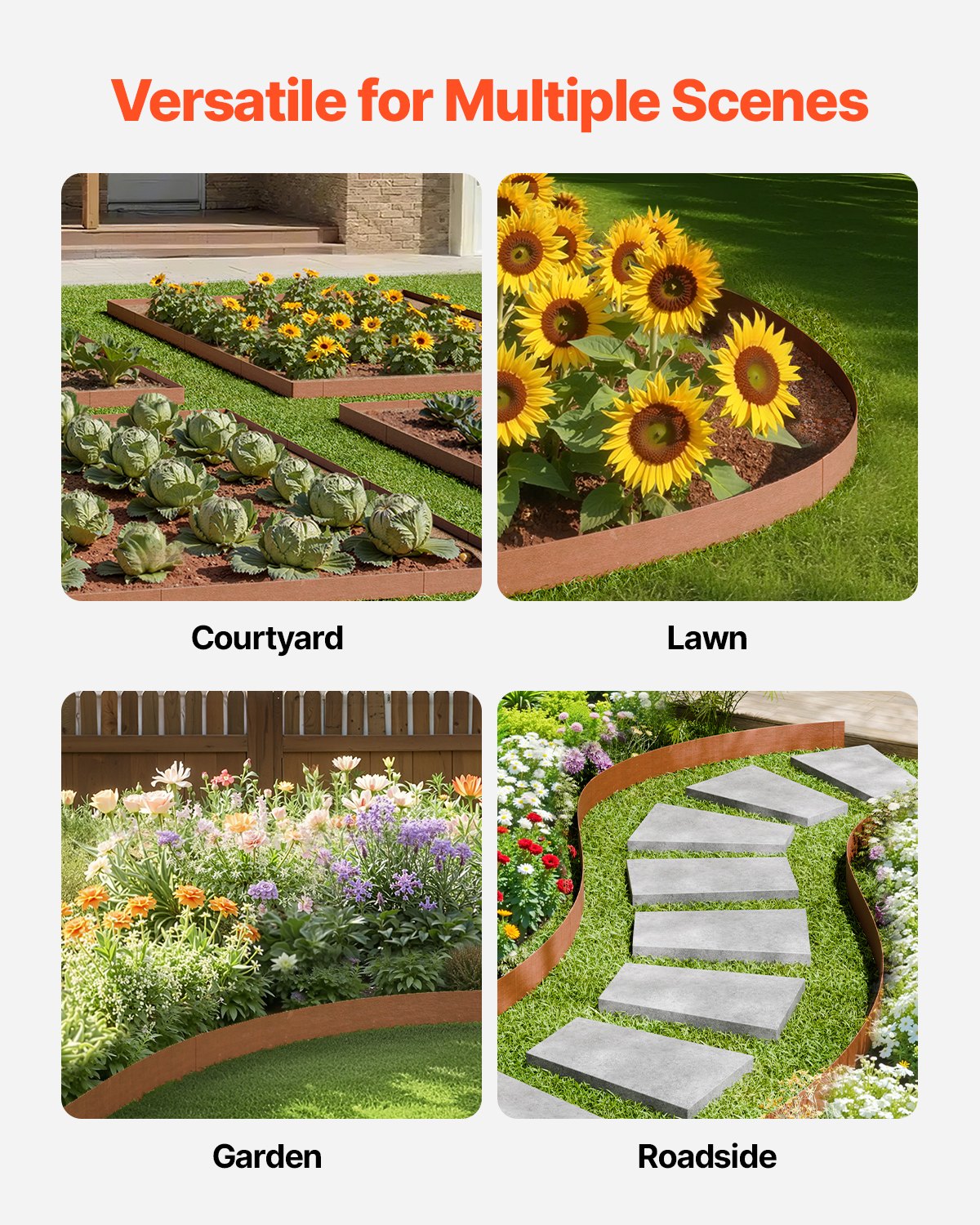 Steel Landscape Edging, 10 Packs 40 x 4.5 in Weather-Resistant & Pre-Rust Metal Landscape Edging, Bendable V952-NHGJSPZ40INC64GX7V0