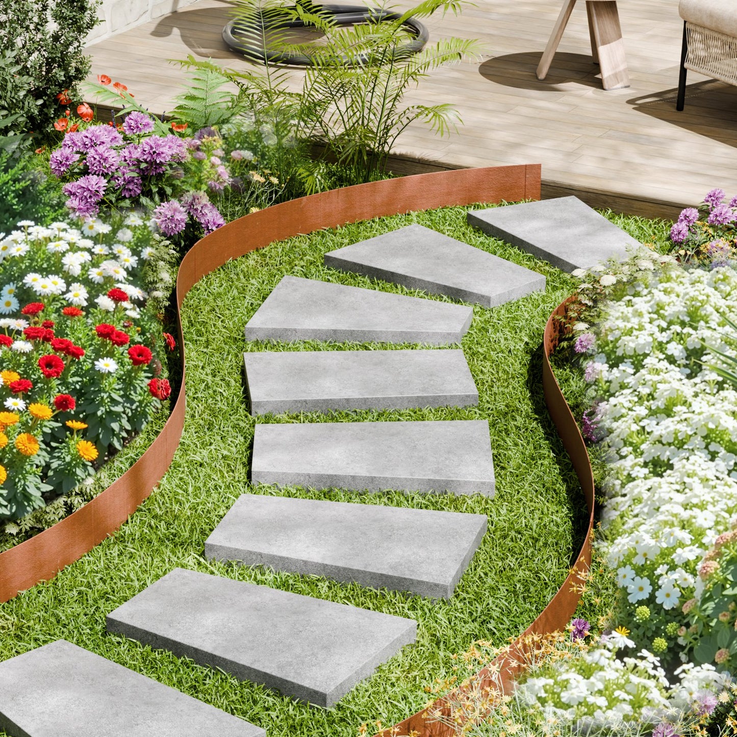 Steel Landscape Edging, 10 Packs 40 x 4.5 in Weather-Resistant & Pre-Rust Metal Landscape Edging, Bendable V952-NHGJSPZ40INC64GX7V0