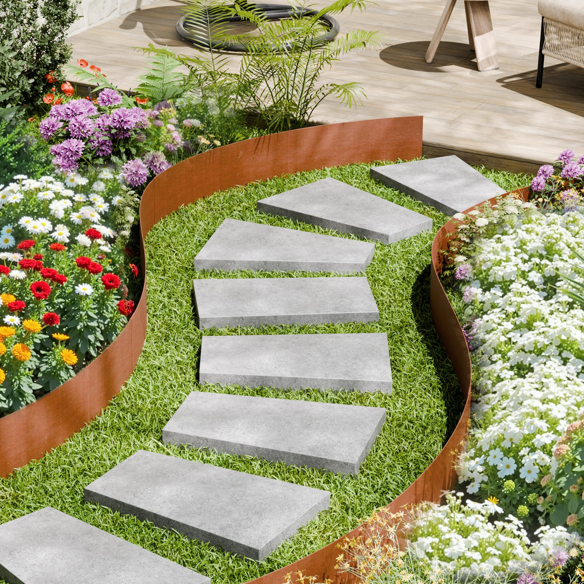 Steel Landscape Edging, 6 Packs 40 x 8 in Weather-Resistant & Pre-Rust Metal Landscape Edging, Bendable V952-NHGJSPZ6PCS46POJUV0