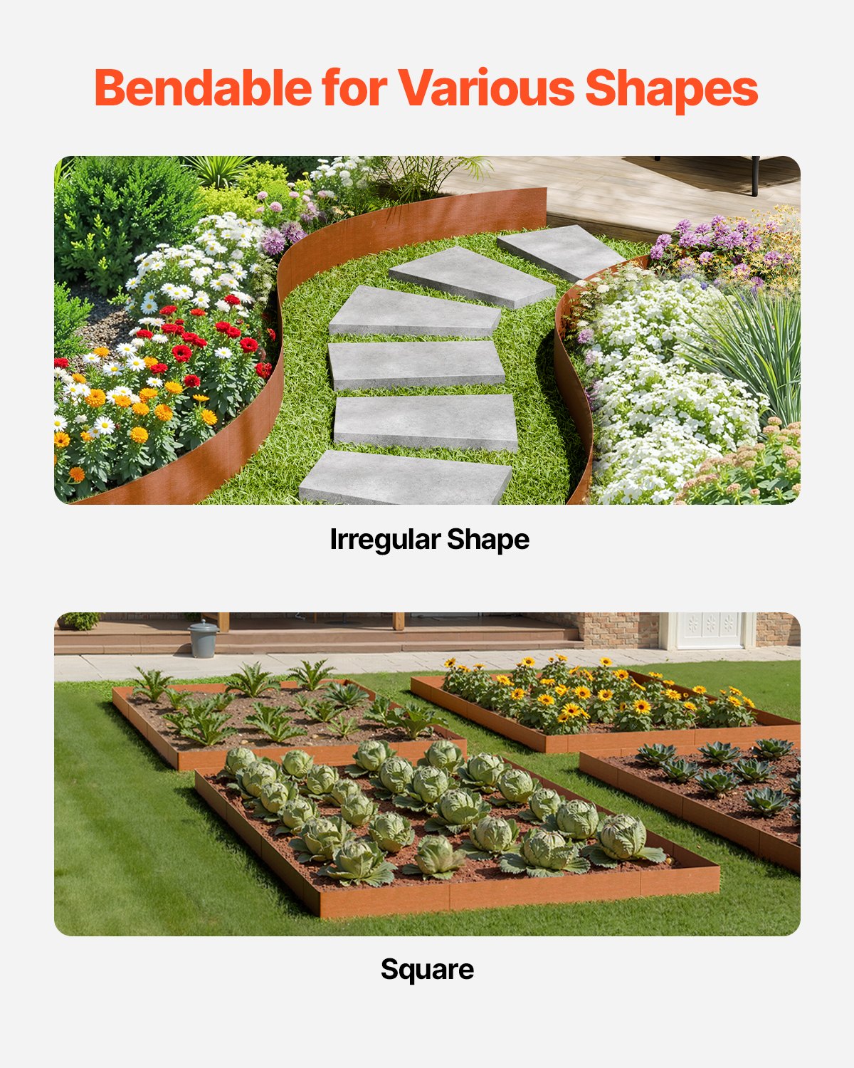 Steel Landscape Edging, 6 Packs 40 x 6 in Weather-Resistant & Pre-Rust Metal Landscape Edging, Bendable V952-NHGJSPZ6PCS4V29W9V0