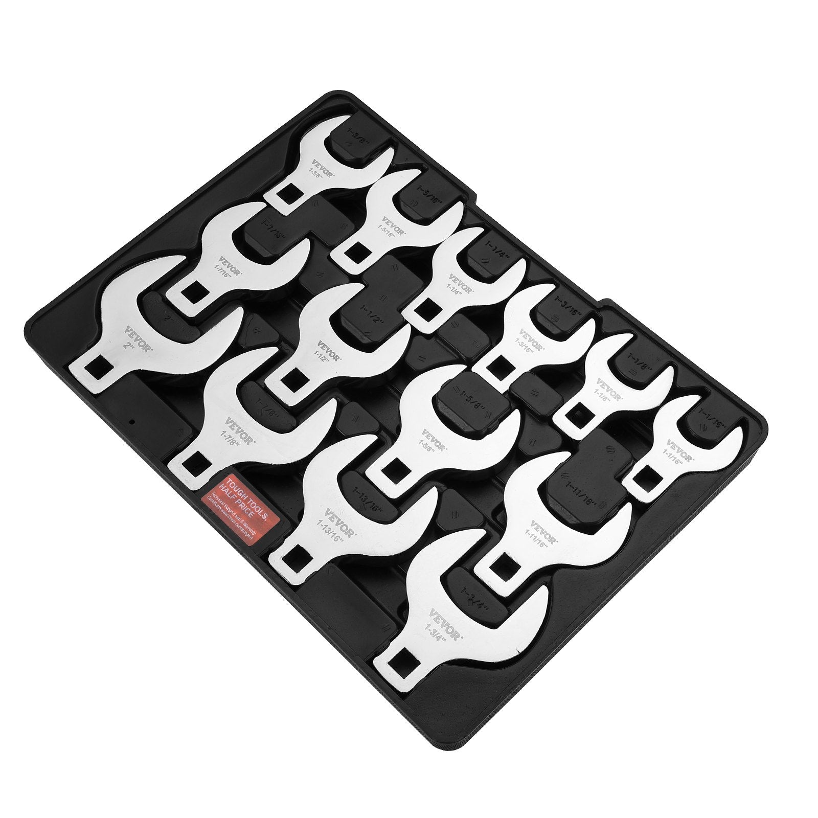 Crowfoot Wrench Set, 1/2" Drive 14-Piece SAE (1-1/16" - 2") Crows Foot Wrench Set with Storage Tray, 40CR V952-NJBSTZJT1214TFIT9V0