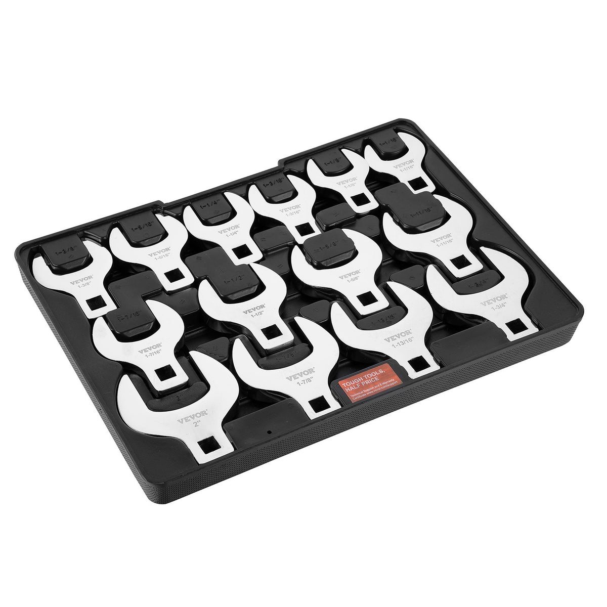 Crowfoot Wrench Set, 1/2" Drive 14-Piece SAE (1-1/16" - 2") Crows Foot Wrench Set with Storage Tray, 40CR V952-NJBSTZJT1214TFIT9V0