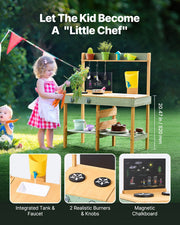 Wooden Mud Kitchen Outdoor Toy Play Kitchen Set for Kids Pretend Playset V952-NJCFJDK30INCJRL7DV0